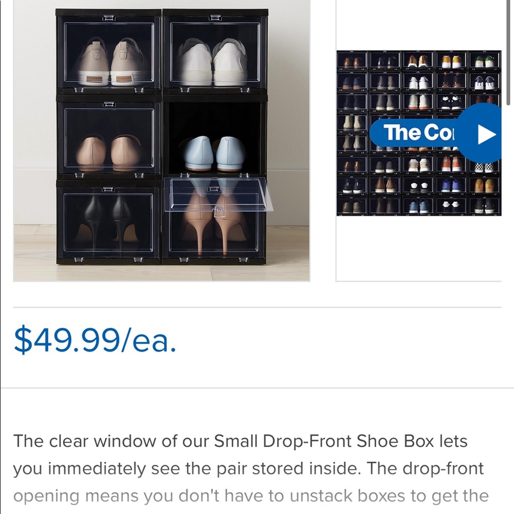 Small Black Drop-Front Shoe Box Case of 6